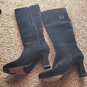 Salvatore Ferragamo black suede heel boots size 5.5B